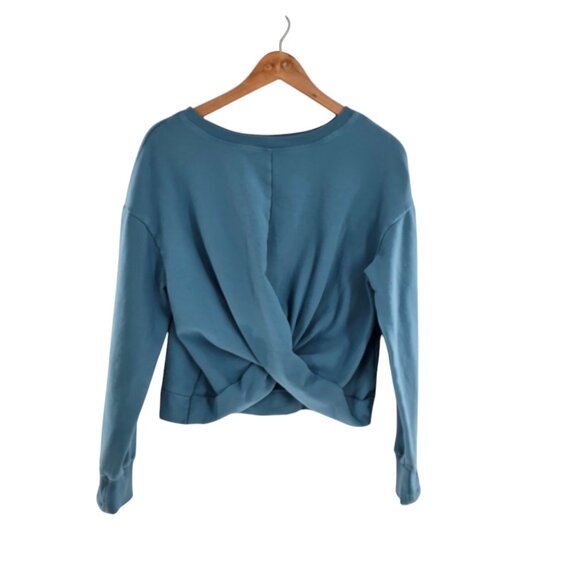 Athleta Girl Blue  Retroplush Twist Front Sweatshirt Sz XXL -16 Comfy Loungewear - Picture 1 of 9